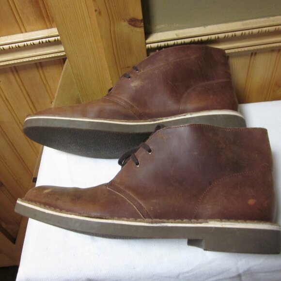 Mens clarks original Chukka tie front brown distressed leather 10 m gentle used